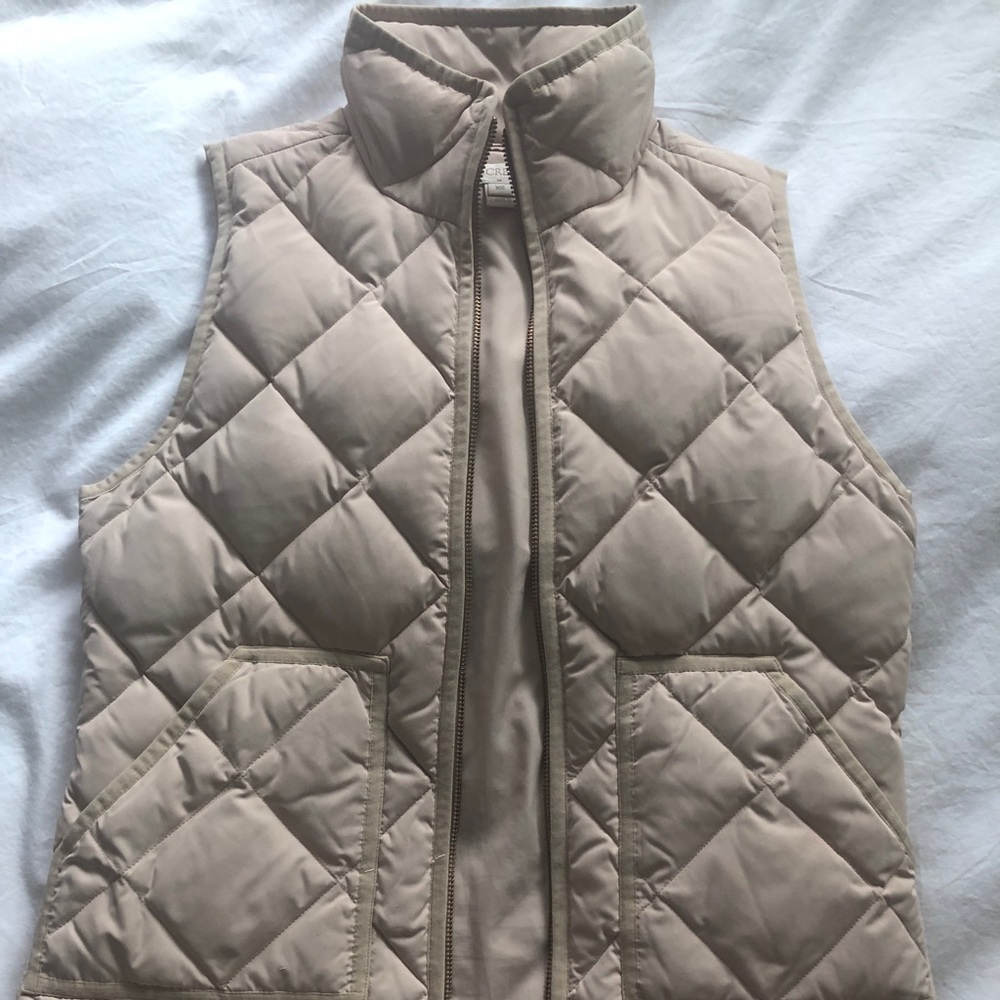 J Crew Quilted Tan Vest XS